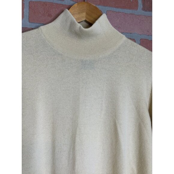NWT Vintage Escada Womens Beige Turtleneck Sweater Size 44 Cashmere Wool Blend L - Picture 2 of 10